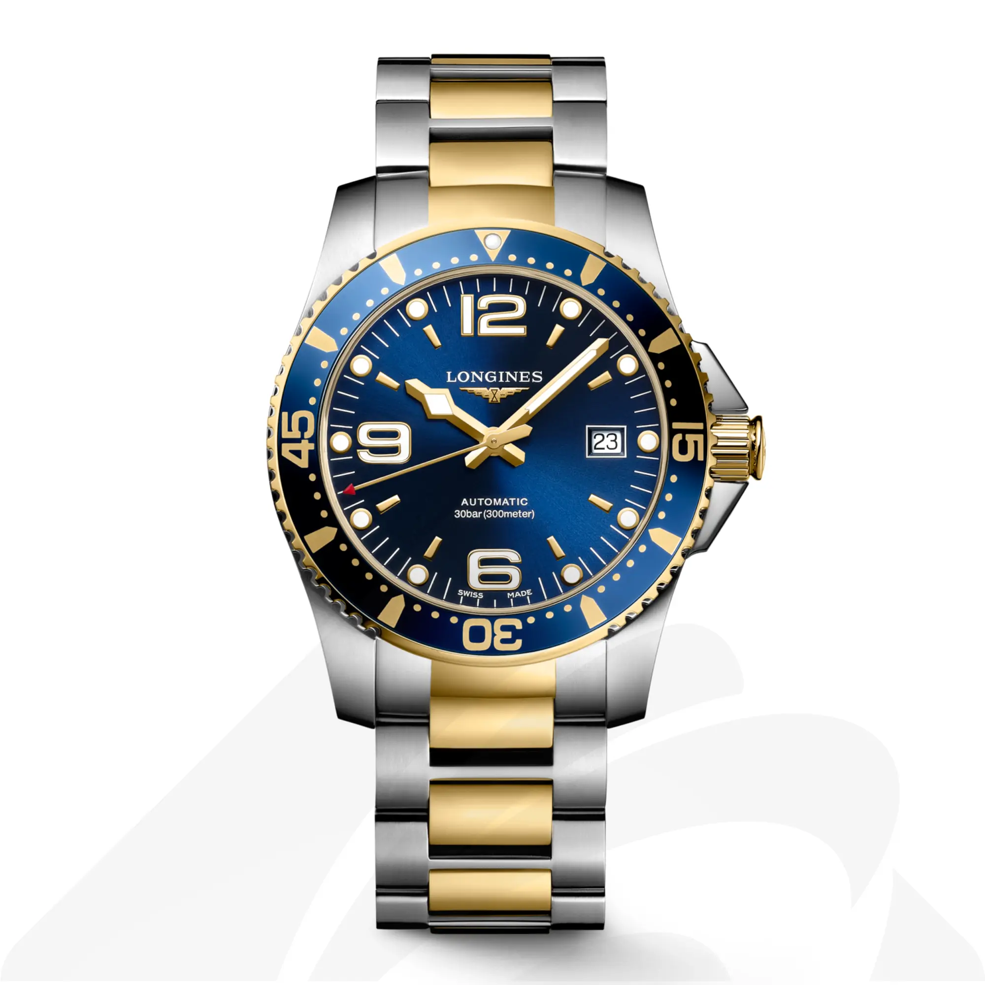 ロンジン ハイドロコンクエスト  素材:ステンレススティール＆イエロー PVD 色:ブルーサンレイ