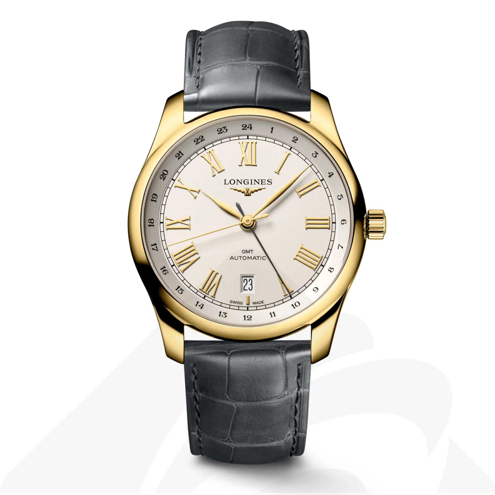 ロンジン LONGINES MASTER COLLECTION GMT  素材:18Kイエローゴールド 色:シルバー