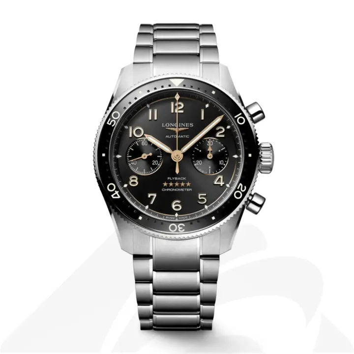 ロンジン LONGINES SPIRIT FLYBACK  素材:ステンレススティール＆セラミック 色:ブラックサンレイ