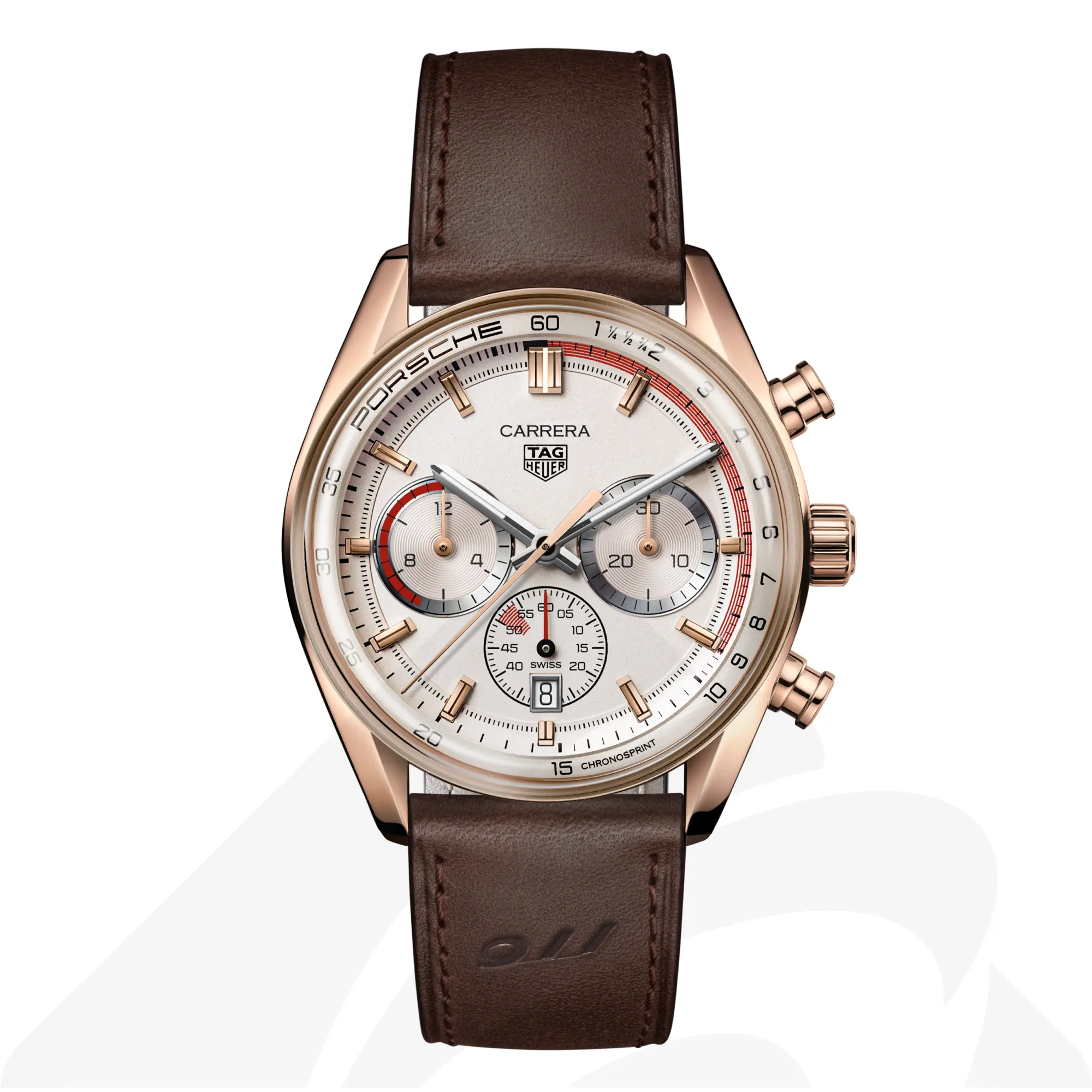 タグ・ホイヤー タグ・ホイヤー カレラ クロノスプリント × ポルシェ 素材:ゴールド 5N 色:ホワイト