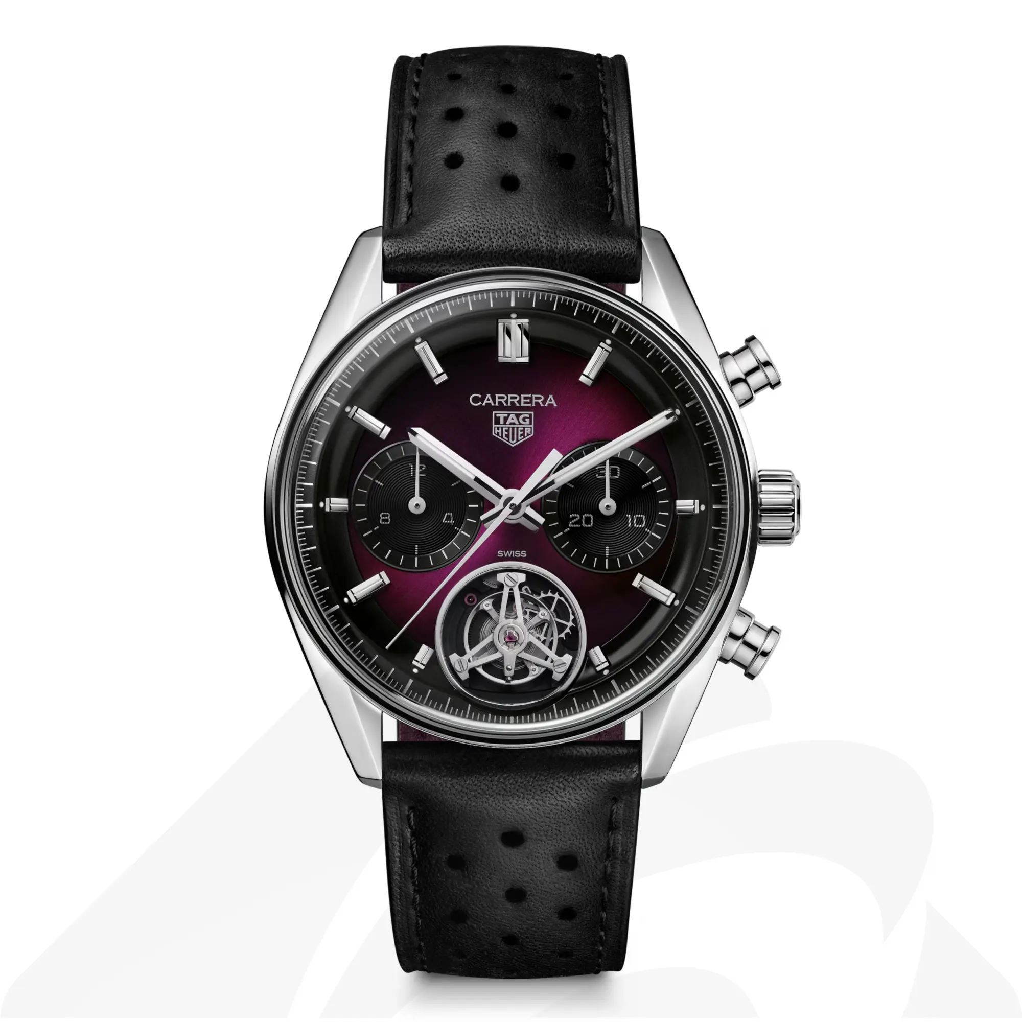タグ・ホイヤー タグ・ホイヤー カレラ トゥールビヨン クロノグラフ  素材:スティール製 色:パープル