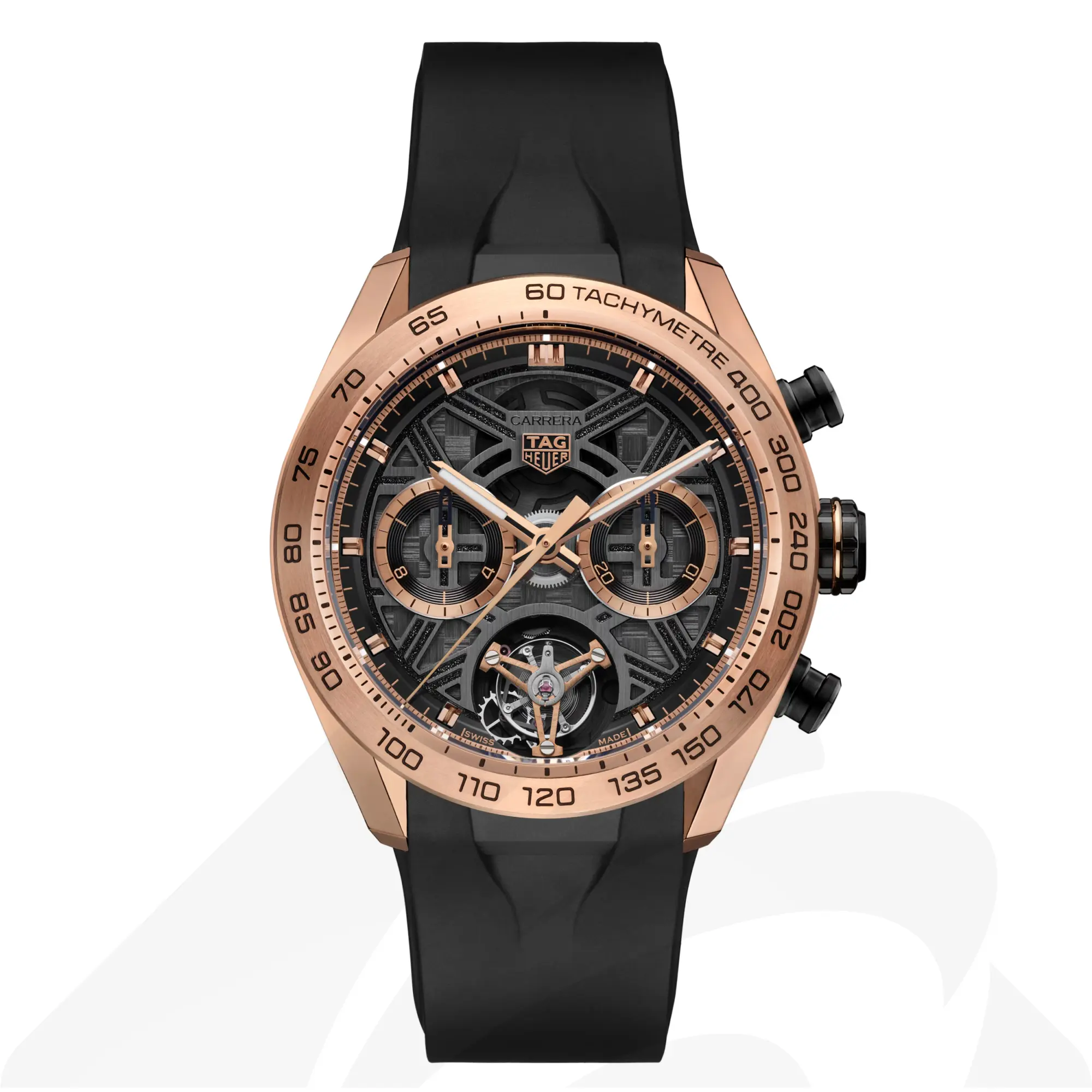 タグ・ホイヤー タグ・ホイヤー カレラ トゥールビヨン クロノグラフ エクストリームスポーツ 素材:ゴールド&チタン 色:ブラック