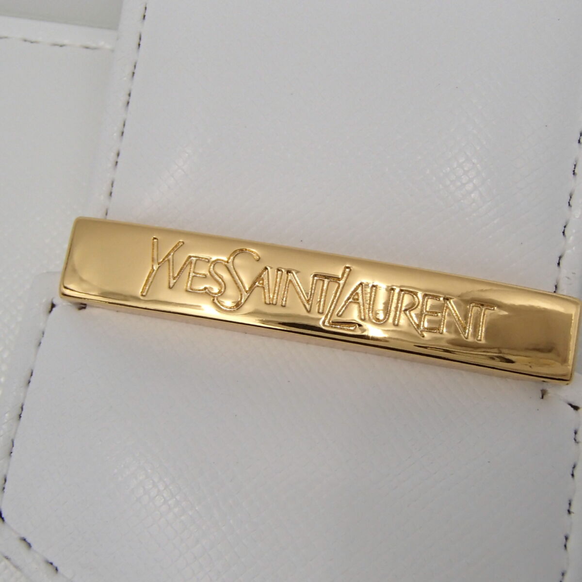 YVES SAINT LAURENT イヴ サンローラン ヴィンテージ YSL アイボリー ゴールド金具 レザー ハンドバッグ レディース