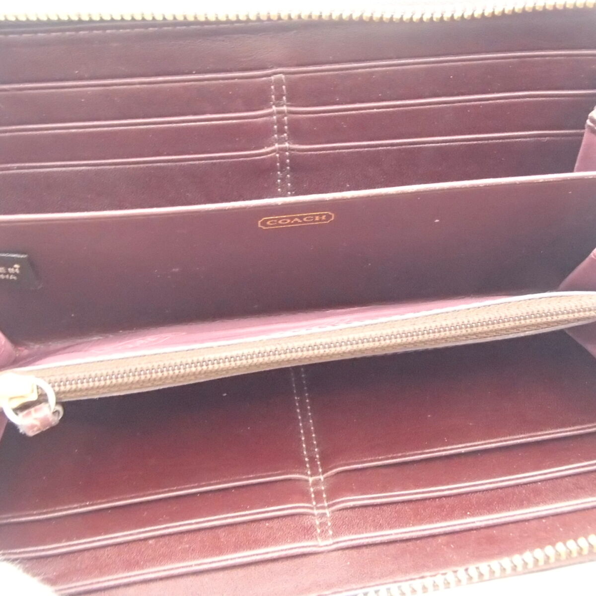 COACH コーチ シグネチャー ラウンドファスナー 長財布 レザー キャンバス カーキベージュ ダークブラウン 茶 シルバー金具