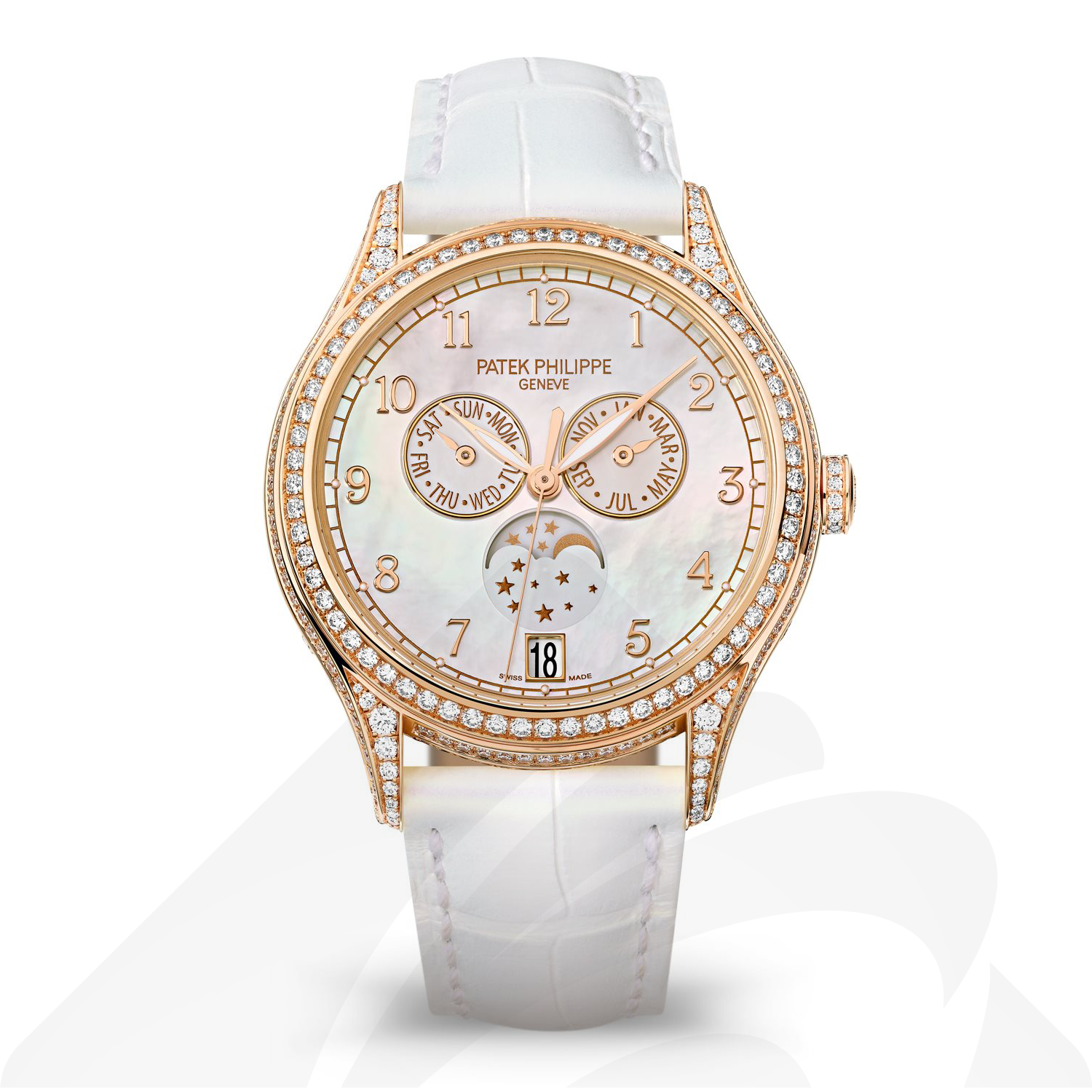 パテックフィリップ 4948R 年次カレンダー, ムーンフェイズ. 素材:ローズゴールド 色:ホワイト