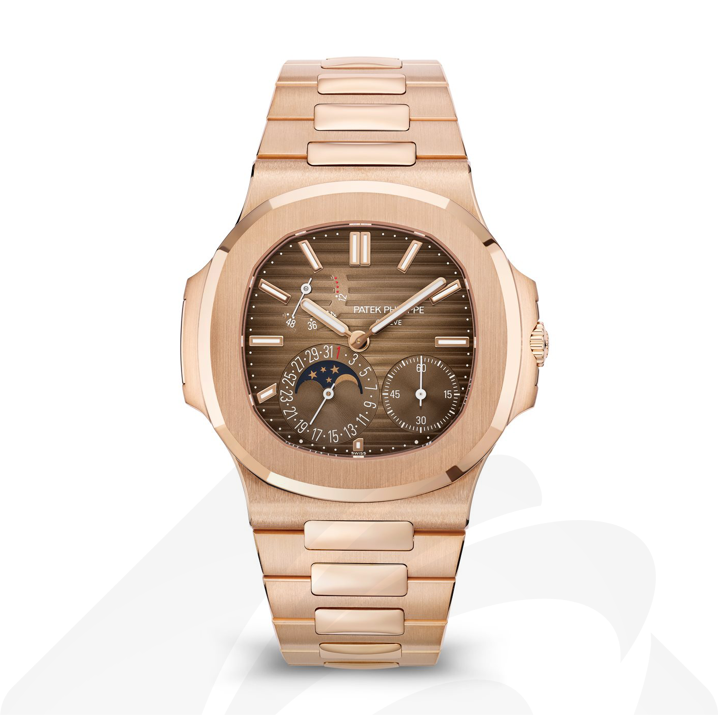 パテックフィリップ 5712/1R ムーンフェイズ. 素材:ローズゴールド 色:ブラウン・ソレイユ