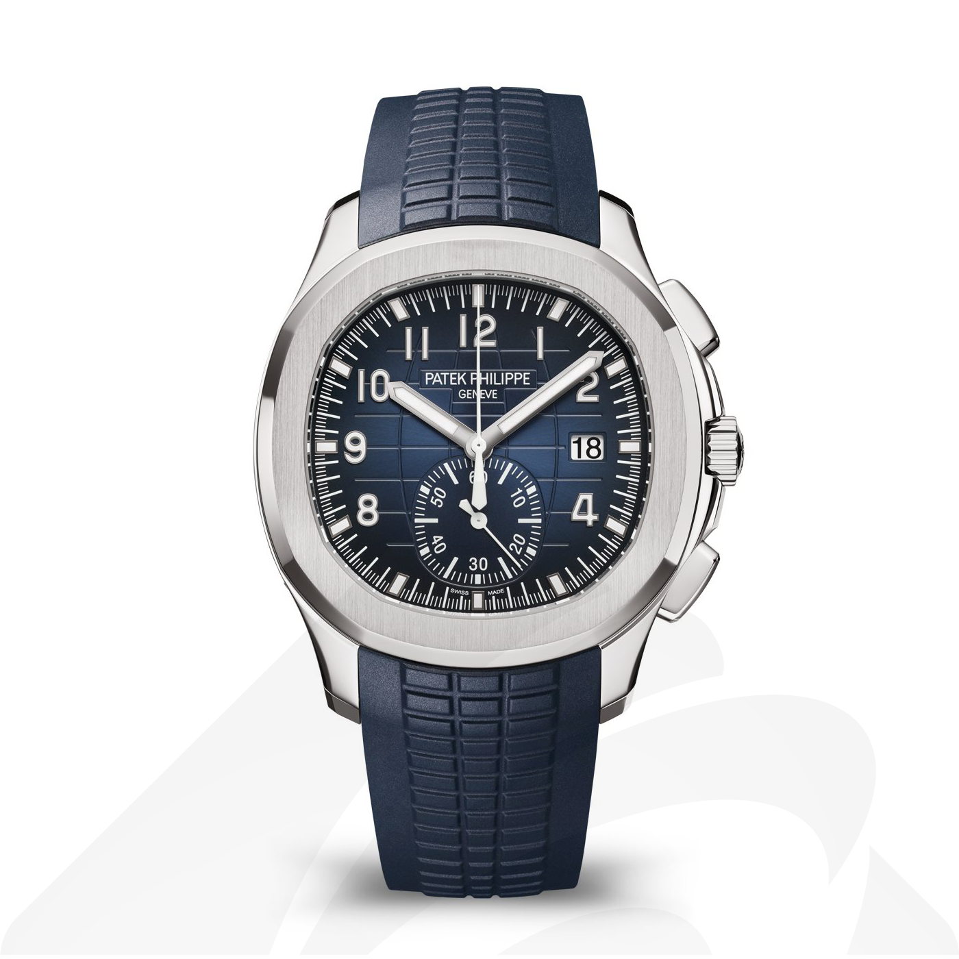 パテックフィリップ 5968G アクアノート・クロノグラフ. 素材:ホワイトゴールド 色:ミッドナイトブルー