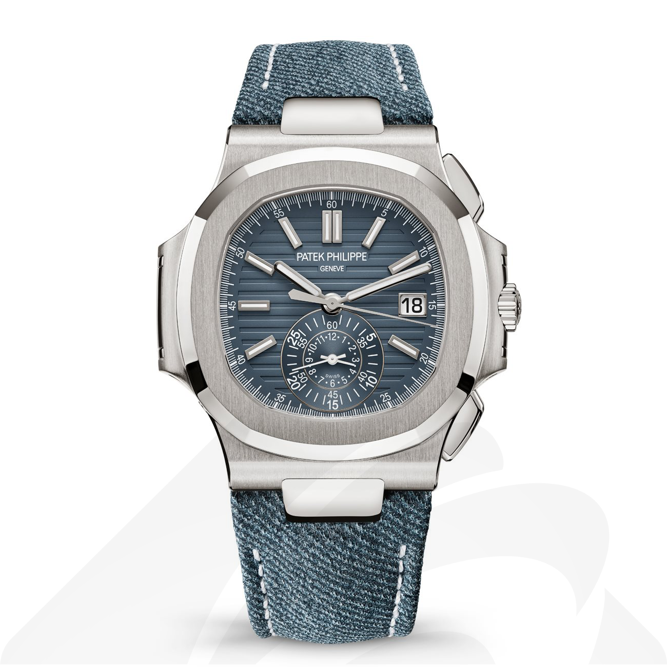 パテックフィリップ 5980/60G フライバック・クロノグラフ. 素材:ホワイトゴールド 色:ブルーグレー・オパーリン