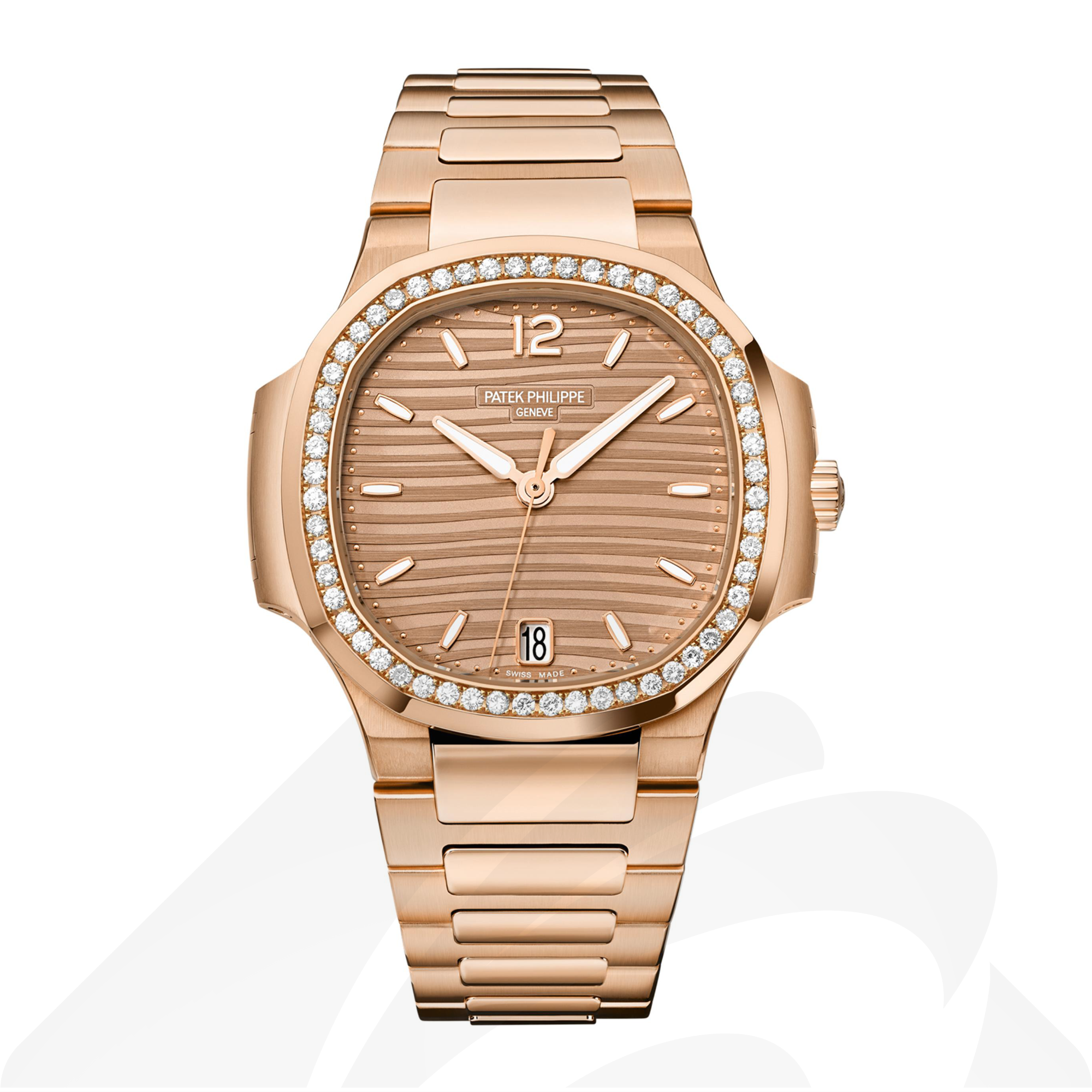 パテックフィリップ 7118/1200R 婦人用ノーチラス《レディス・オートマチック》. 素材:ローズゴールド 色:ゴールド・オパーリン