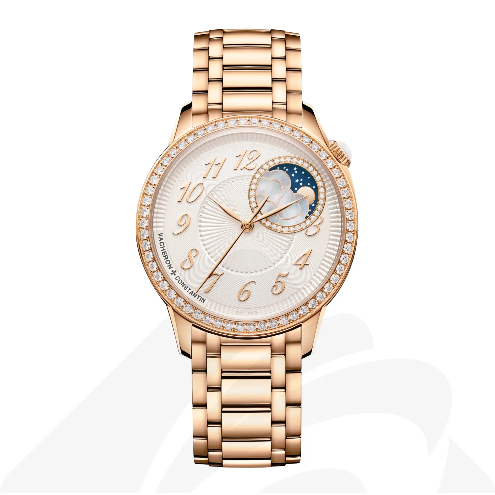 ヴァシュロン・コンスタンタン エジェリー・ムーンフェイズ  素材:18Kピンクゴールド 色:シルバーオパーリン