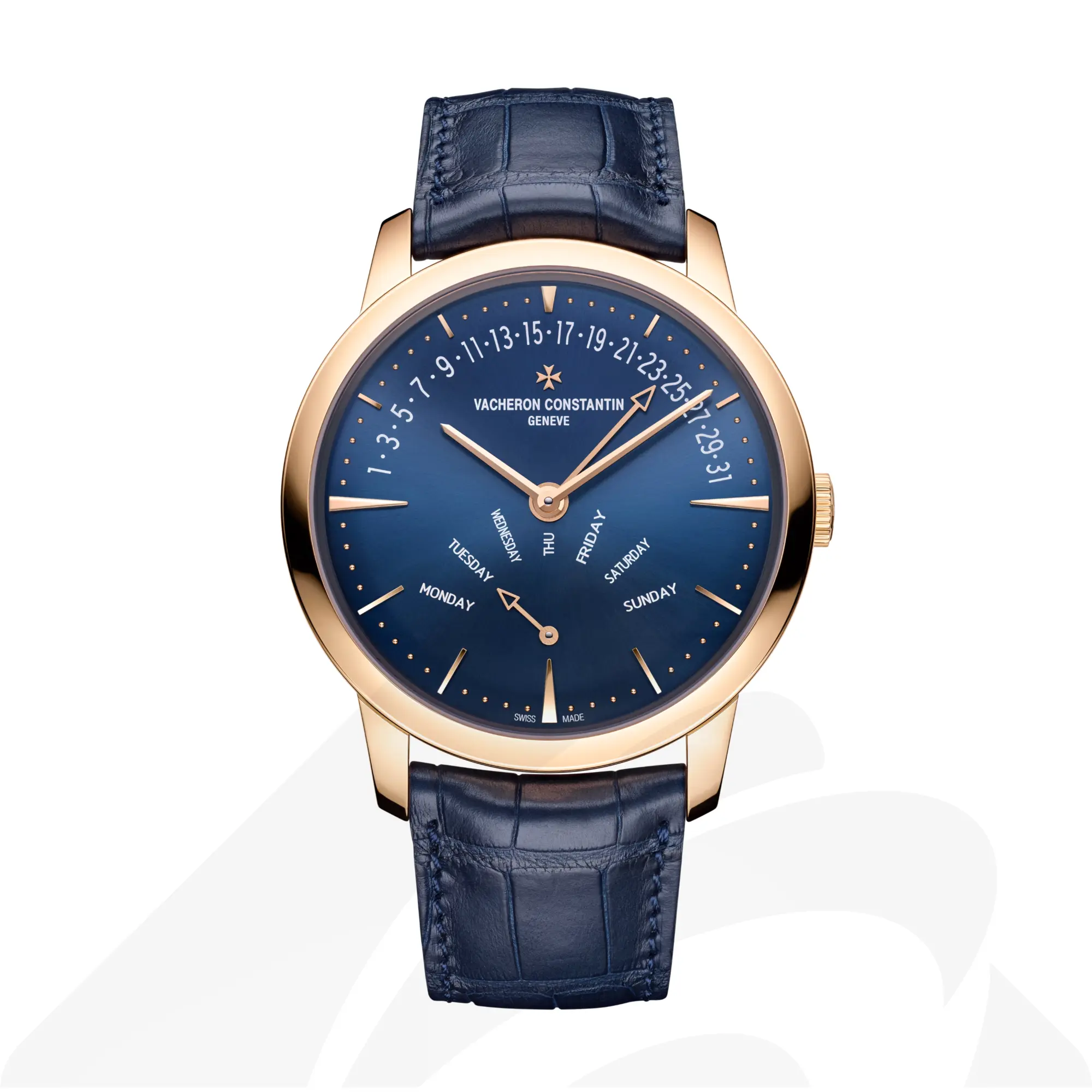 ヴァシュロン・コンスタンタン パトリモニー・レトログラード・デイ/デイト  素材:18Kピンクゴールド 色:ミッドナイトブルー