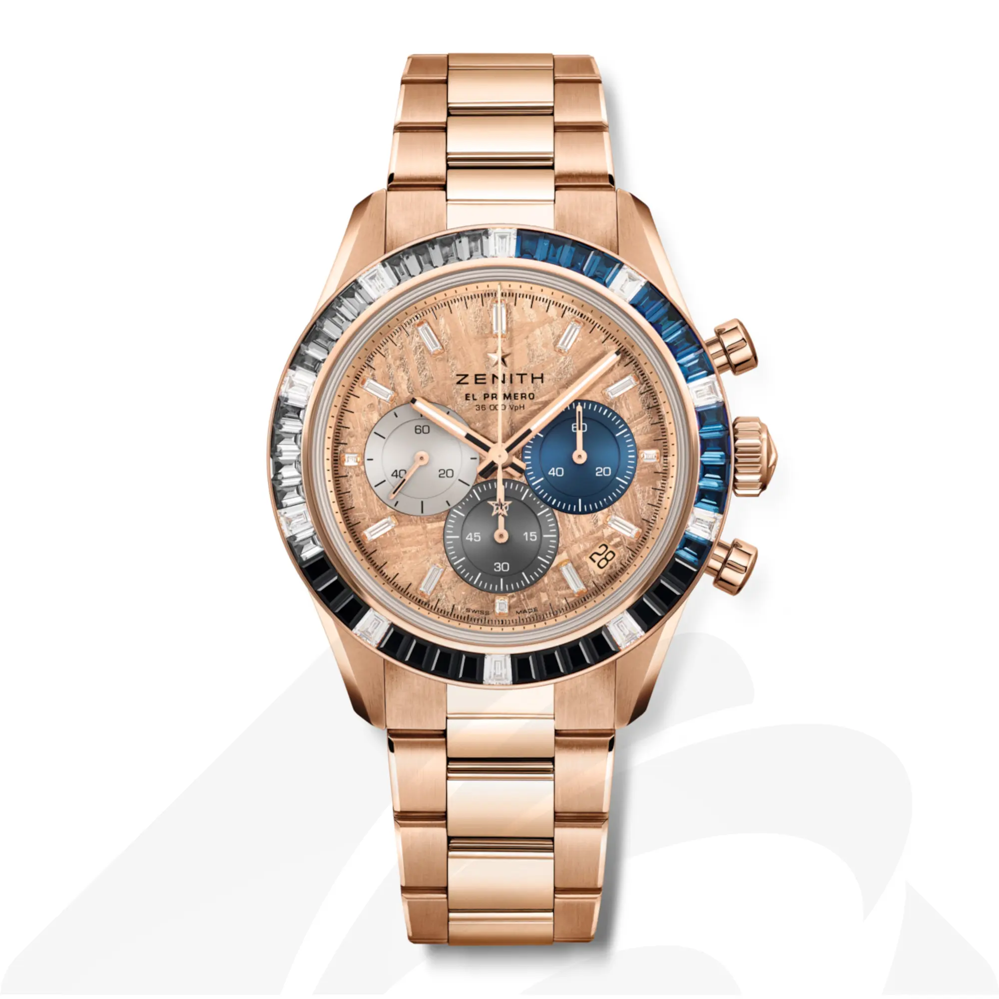 ゼニス クロノマスター スポーツ ゴールド プレシャスストーン  素材:18K ローズゴールド 色:メテオライト