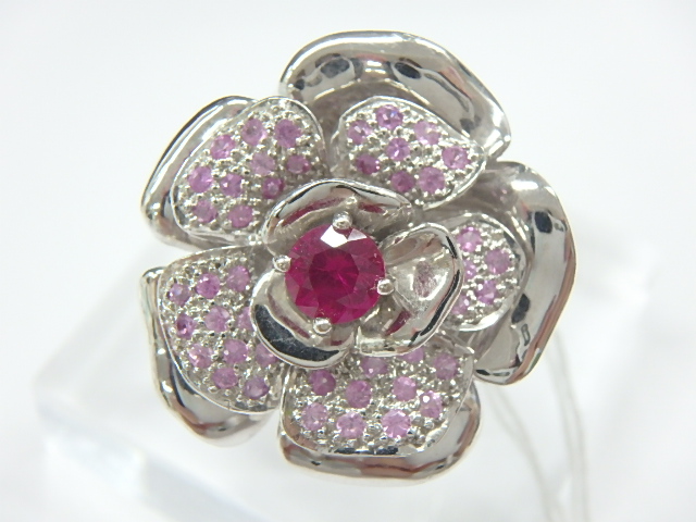 Pt900 ルビーリング 0.55ct 0.7ct 総15.6g