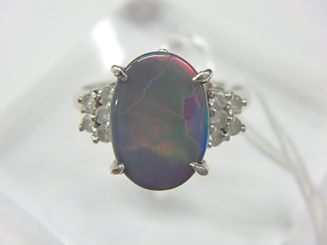 pt900 ブラックオパール 4.8g 1.68ct 0.16ct