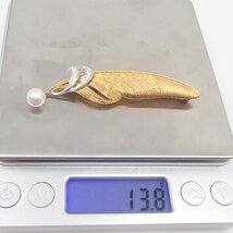 ミキモト MIKIMOTO パール ブローチ K18 750 重量13.8g 丸玉7.6mmm アクセサリー