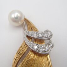 ミキモト MIKIMOTO パール ブローチ K18 750 重量13.8g 丸玉7.6mmm アクセサリー