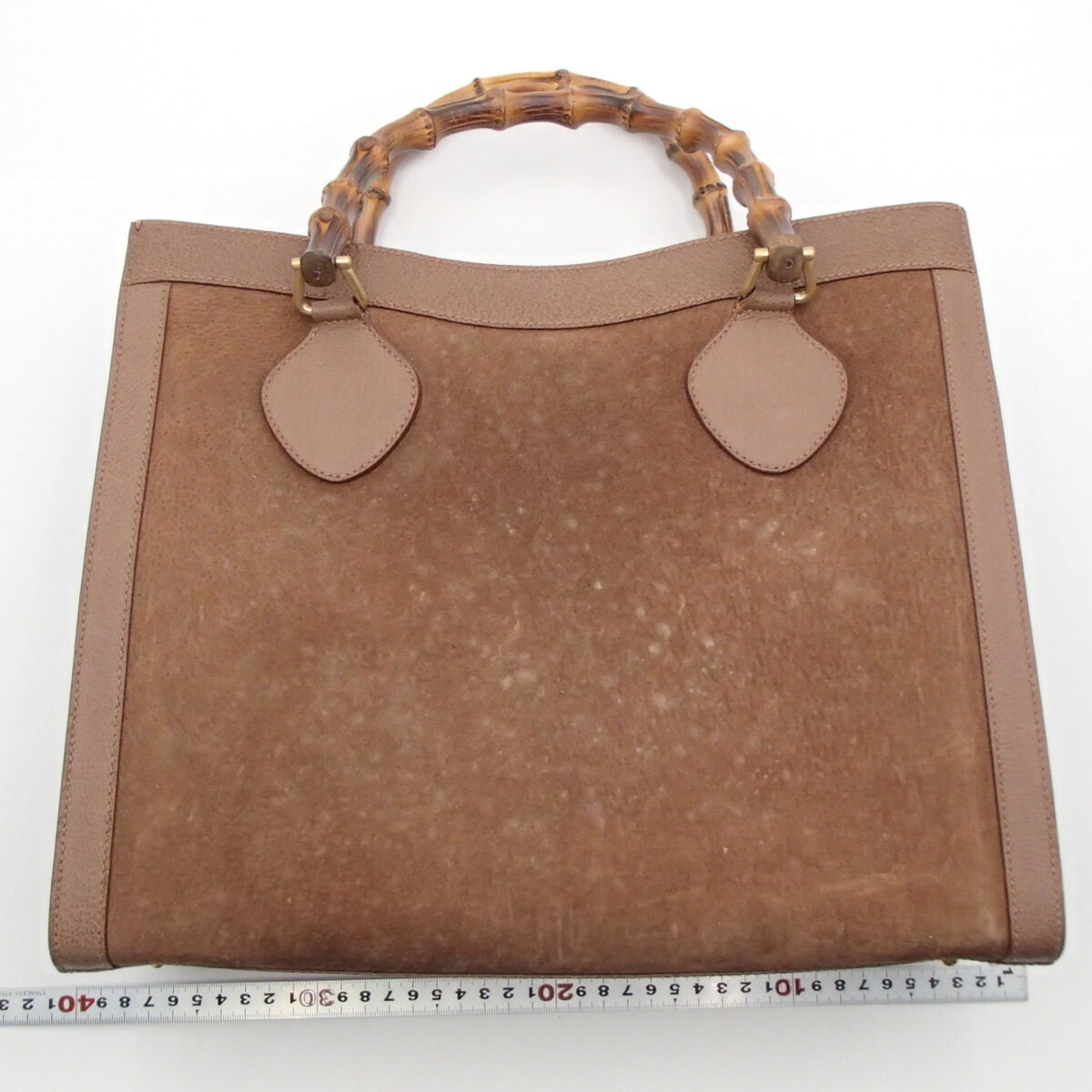 グッチ GUCCI バンブー ハンドバッグ ベージュ スエード レザー