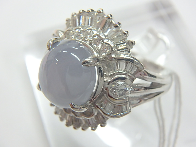 pt900 スターサファイア リング 親石4.74ct メレダイヤ1.15ct