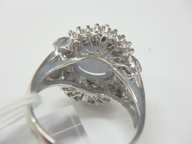 pt900 スターサファイア リング 親石4.74ct メレダイヤ1.15ct