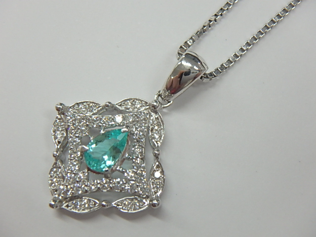 宝飾Pt900 5.4g トルマリン 0.440ct ダイヤ 0.52ct