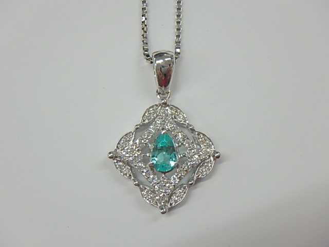 宝飾Pt900 5.4g トルマリン 0.440ct ダイヤ 0.52ct