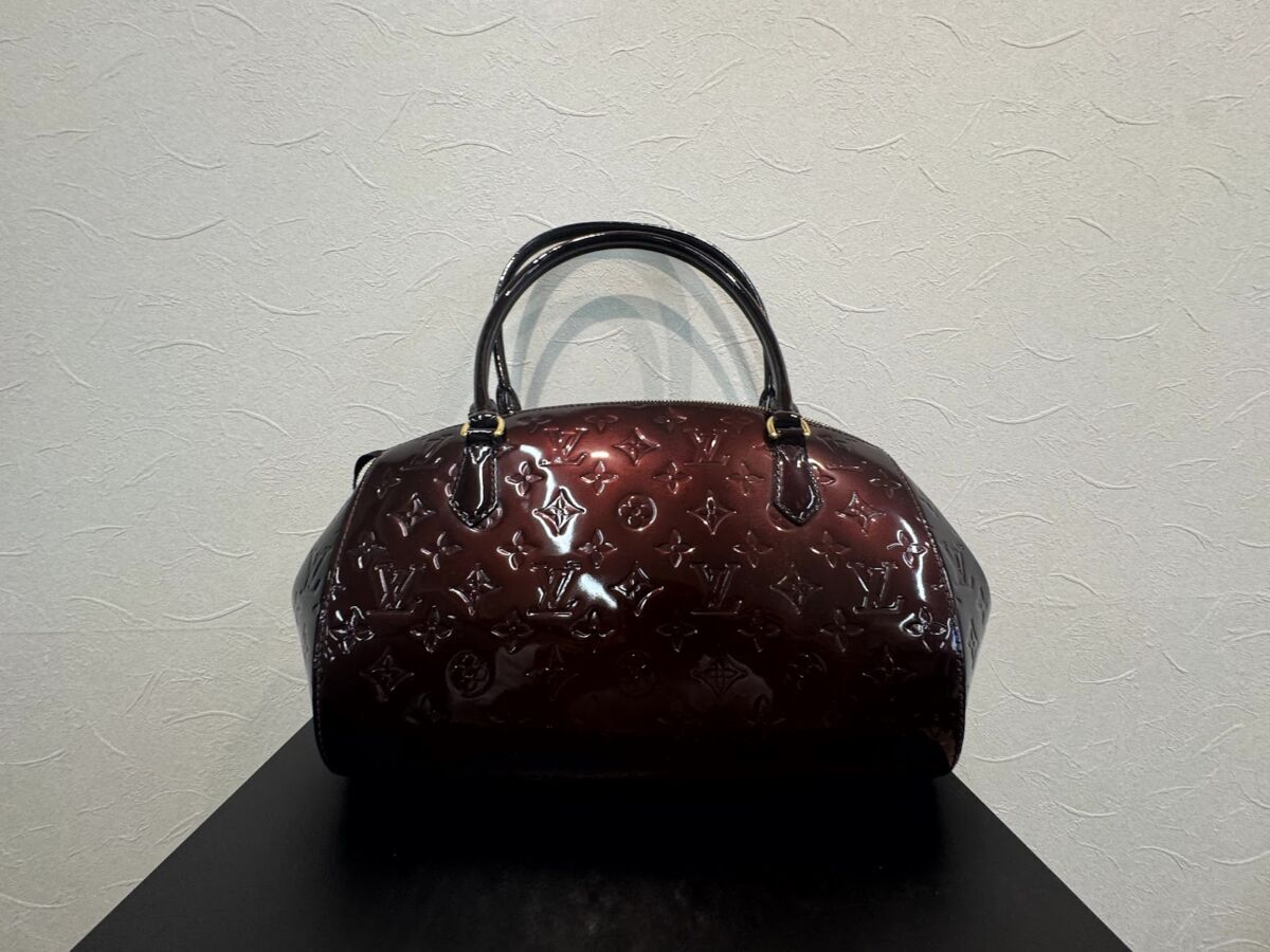 ルイヴィトン LOUIS VUITTON LV シャーウッド PM ヴェルニ レザー ハンドバッグ アマラント M91493　