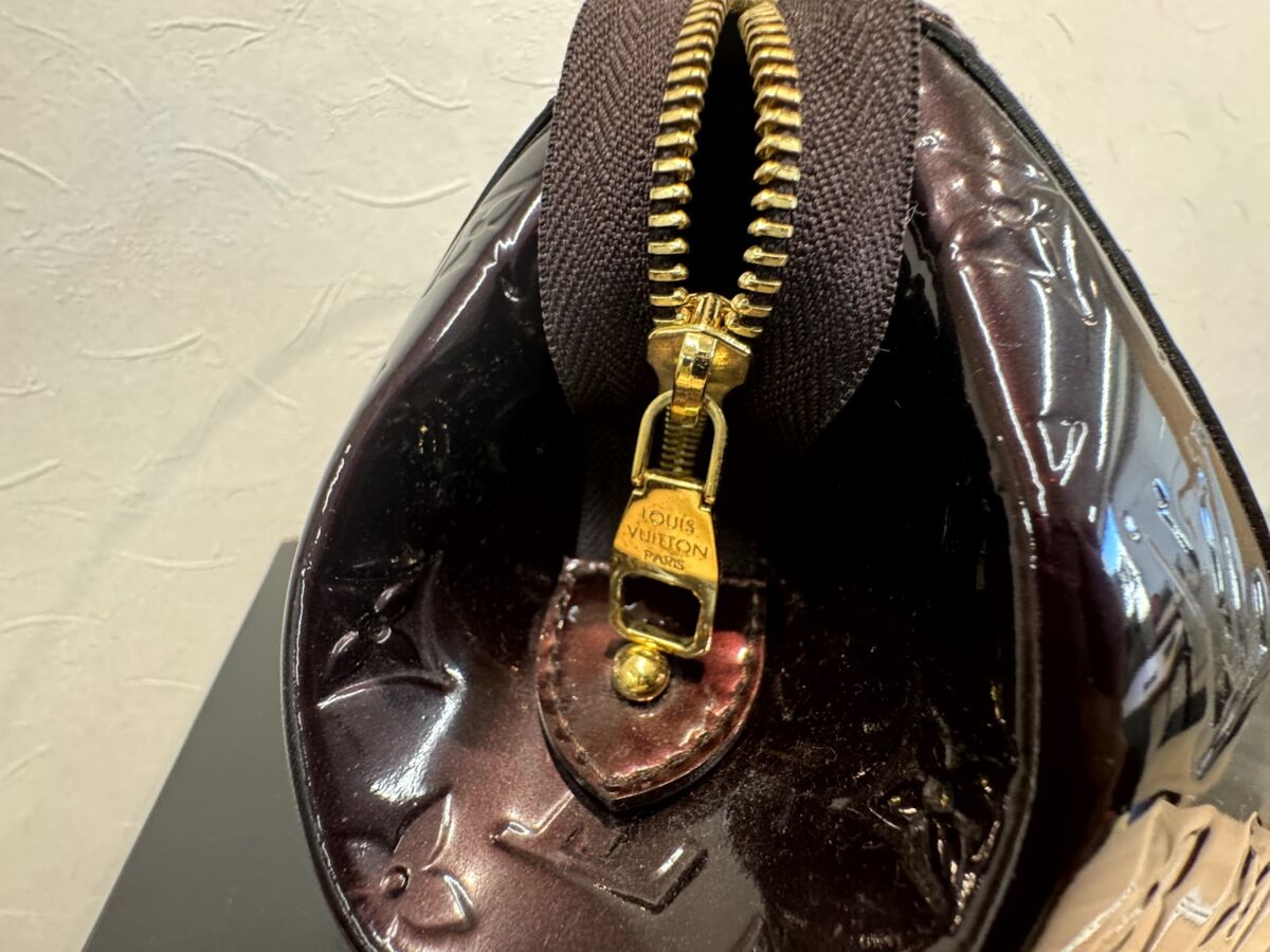ルイヴィトン LOUIS VUITTON LV シャーウッド PM ヴェルニ レザー ハンドバッグ アマラント M91493　