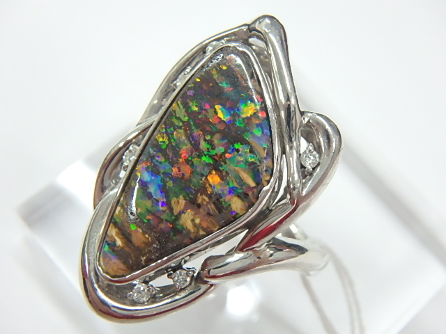 Pt900　ボルダオパール　13.2g  5.99ct  0.09ct