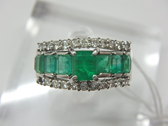 Pt900 9.5g エメラルド 1.60ct ダイヤ0.30ct