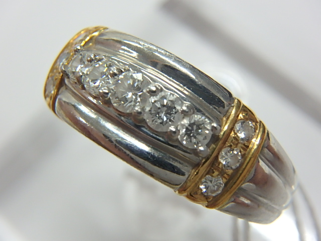 pt950 k18 ptメイン ダイヤ  0.30ct リング 9.3g