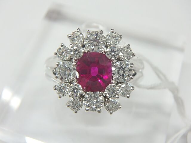 pt900 k18 ルビーリング 重量15.9g R1.2ct D1.199ct