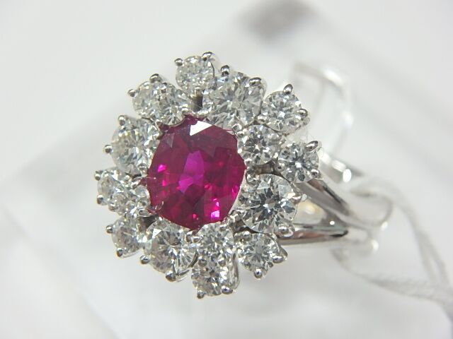 pt900 k18 ルビーリング 重量15.9g R1.2ct D1.199ct