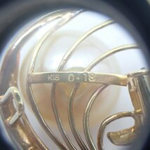 パール ブローチ K18 750 約8.4g D0.18ct 丸玉12.3㎜