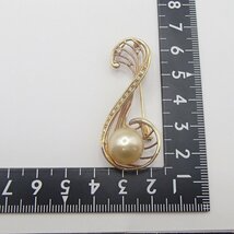 パール ブローチ K18 750 約8.4g D0.18ct 丸玉12.3㎜