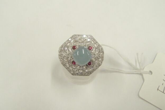 pt900 アクアマリン 総重量13.5g アクアマリン1.58ct ダイヤ0.49ct ルビー 0.11ct