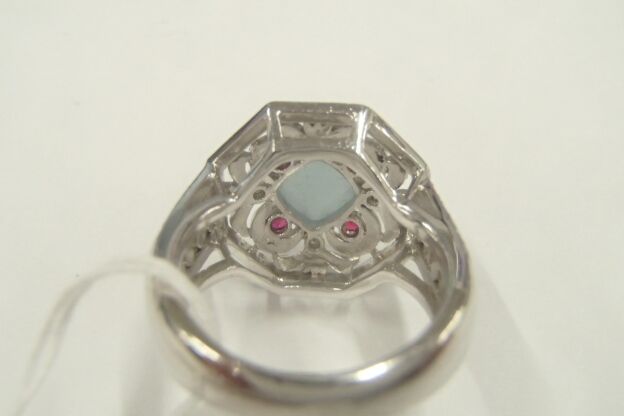 pt900 アクアマリン 総重量13.5g アクアマリン1.58ct ダイヤ0.49ct ルビー 0.11ct