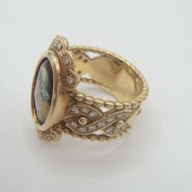 梶光夫　七宝焼き　リング　K18　750　総重量10.1ｇ　メレダイヤ　指輪　アクセサリー