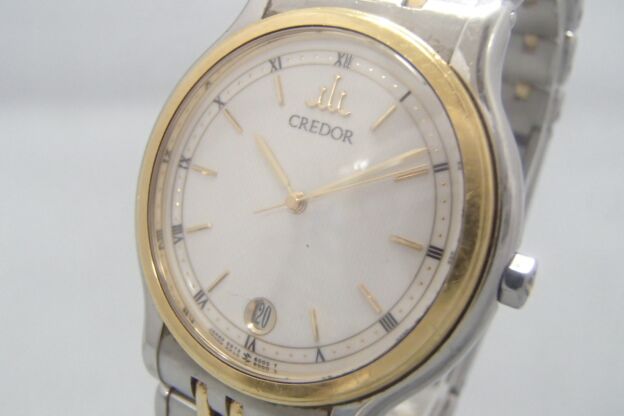 セイコー クオーツ 腕時計 SEIKO 9572 6000 クレドール 18KTベゼル