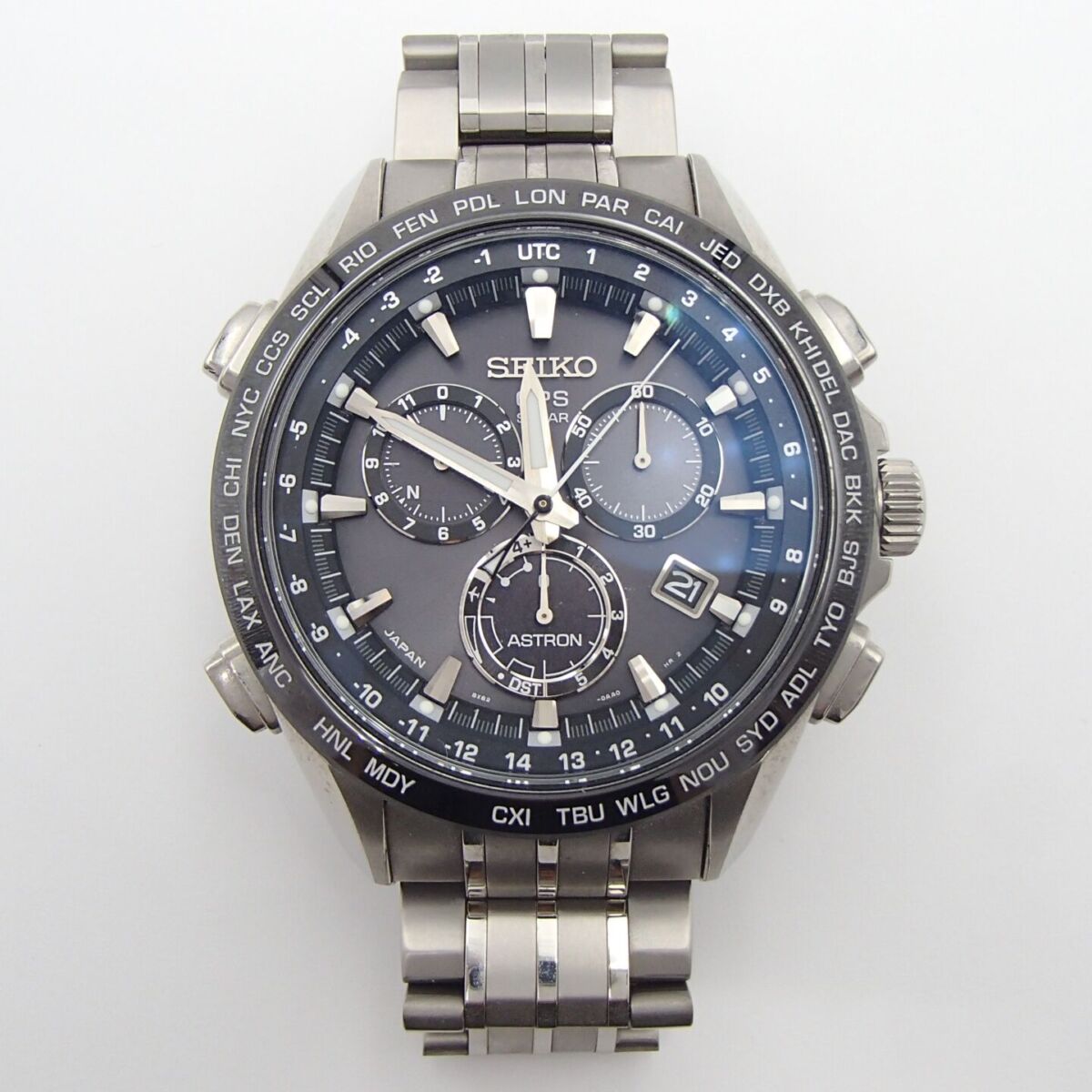 セイコー 時計 メンズ アストロン クロノグラフ GPS ソーラー発電式 ブラック文字盤 チタン SEIKO 8X82-0AB0 SBX-B003