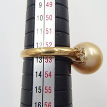 パール リング K18 重量約7.3g丸玉12.3㎜メレダイヤ0.39ct