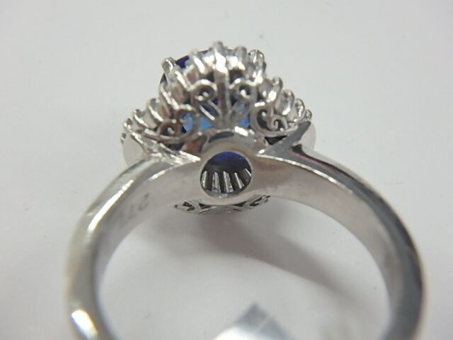 pt900 サファイア2.77ct リング 9.6g メレダイヤ0.99ct付