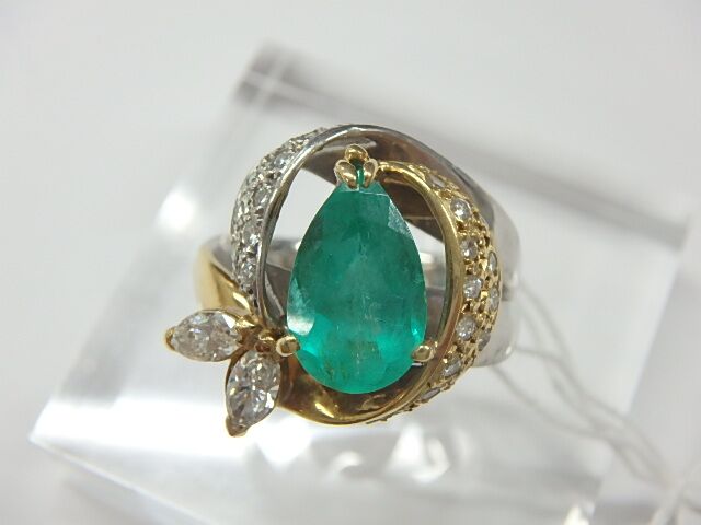k18 pt900 エメ 9.5g 2.01ct 0.574ct 
