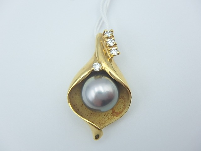 k18 パール 7.6g 0.17ct 　ペンダントヘッド