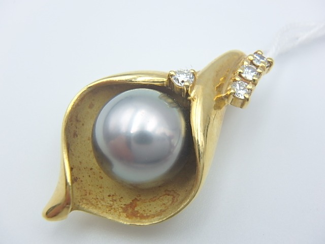 k18 パール 7.6g 0.17ct 　ペンダントヘッド