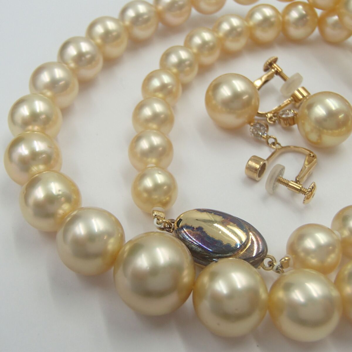 パール ネックレス イヤリング silver 約55.1g K18 750 約5.9g  丸玉11.9㎜ 真珠 アクセサリー 箱付き 鑑別書あり　