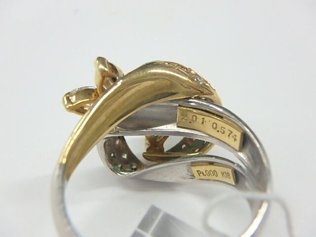 k18 pt900 エメ 9.5g 2.01ct 0.574ct 
