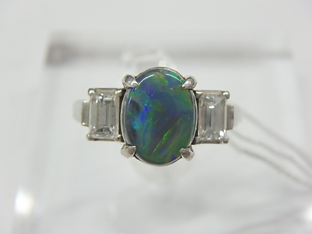 pt900 ブラックオパール 5.2g 1.07ct 0.42ct