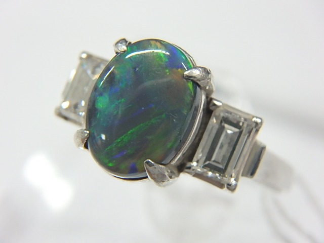 pt900 ブラックオパール 5.2g 1.07ct 0.42ct