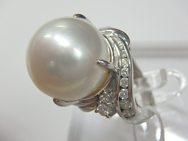 Pt900　直径14.5ｍｍ　大粒パールリング