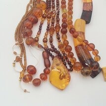 琥珀 ネックレス ペンダント ループタイ まとめて セット コハク 琥珀色